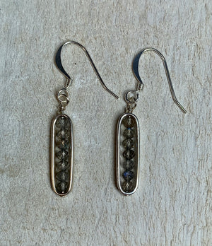 Labradorite and Sterling Silver Oval Framed Earrings