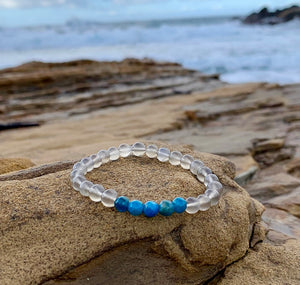Moonstone and Blue Apatite Minimalist Bracelet