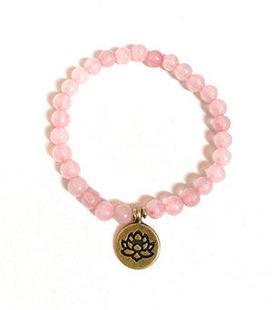 Rose Quartz and Lotus Flower Bracelet