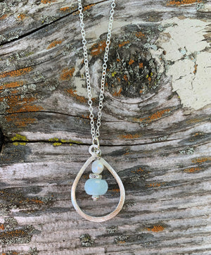 Fresh Water Pearl and Aquamarine Gemstone Pendant