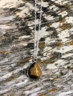 Natural Gemstone Drop Necklace